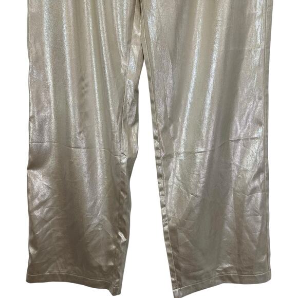 2/$30 ontwelfth Champagne Metallic Pants Pleated Straight Leg Shimmer Size M - Picture 5 of 11